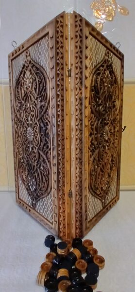 Нарды ореховые резные картина Печенька эксклюзив!