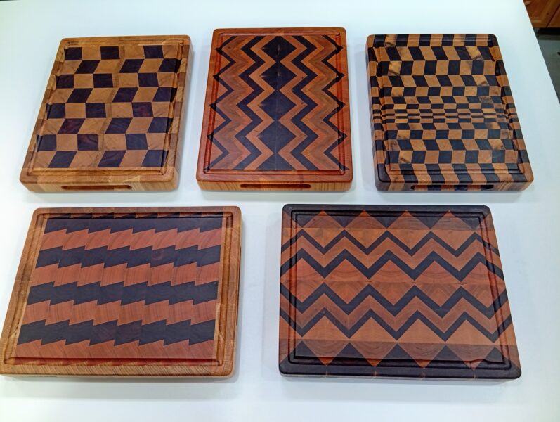 Tocătoare decorative (end grain cutting board), Lucrări de tâmplărie decorativă.